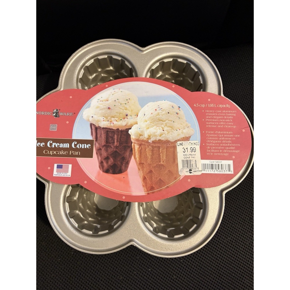Nordic Ware Ice Cream Cone‎ Cupcake Pan NWT
